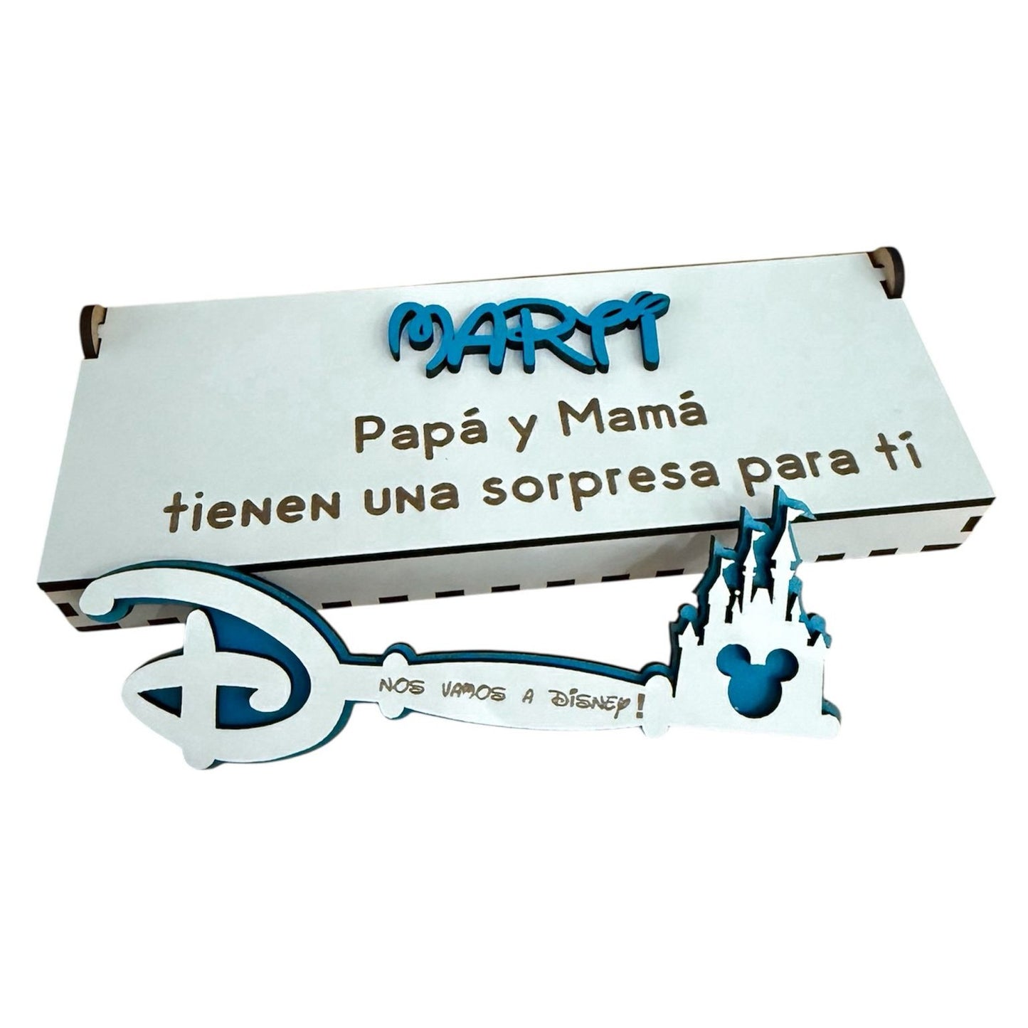 LLAVE MÁGICA DISNEY PERSONALIZADA MADERA -LILA