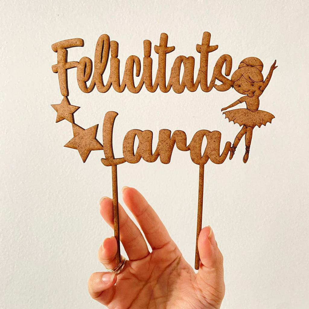 Cake Topper BAILARINA en madera personalizado
