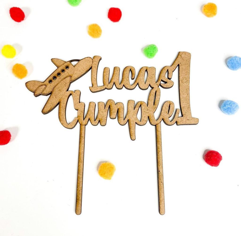 Cake Topper AVIÓN en madera personalizado