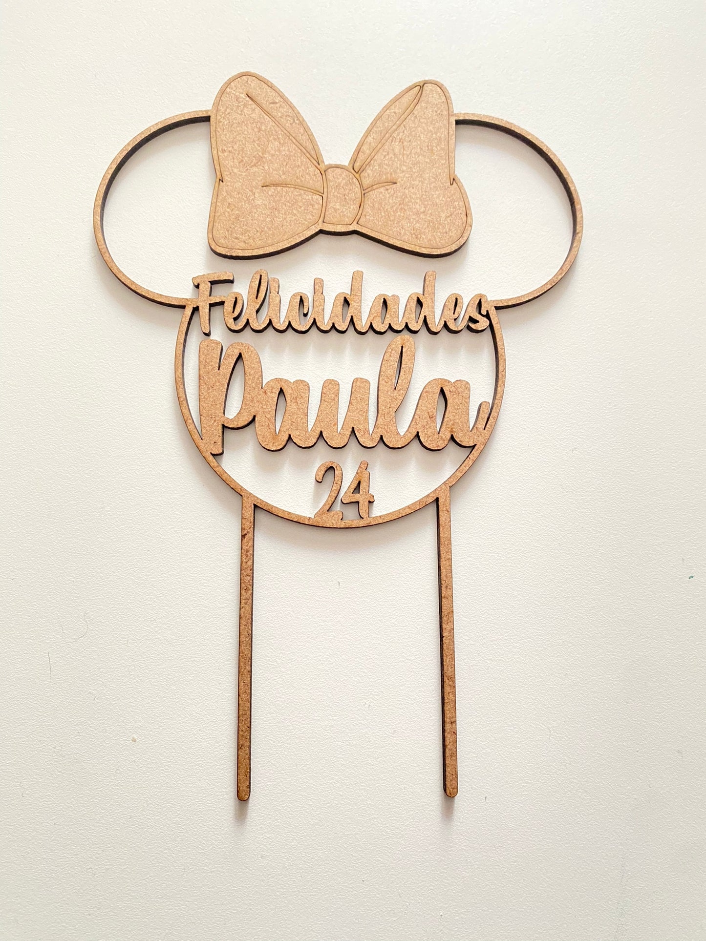 Cake Topper SILUETA MINNIE MOUSE en madera personalizado