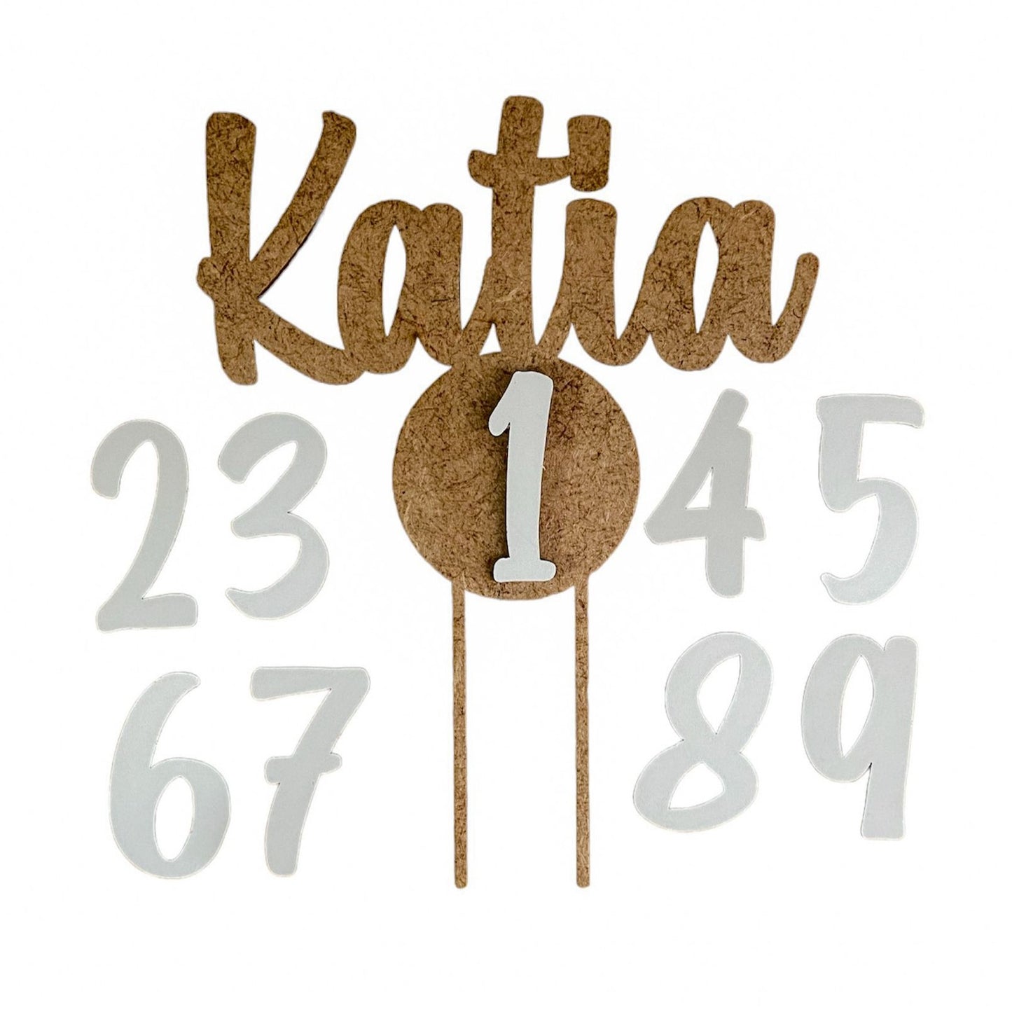 Cake Topper NOMBRE en madera personalizado con números