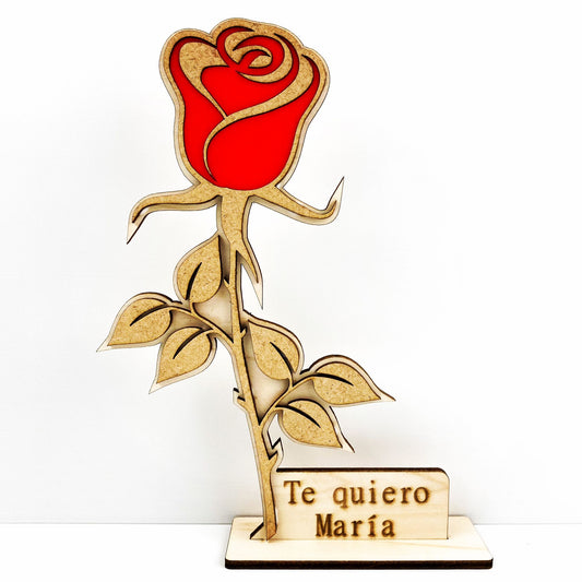 ROSA MADERA SANT JORDI CON FRASE