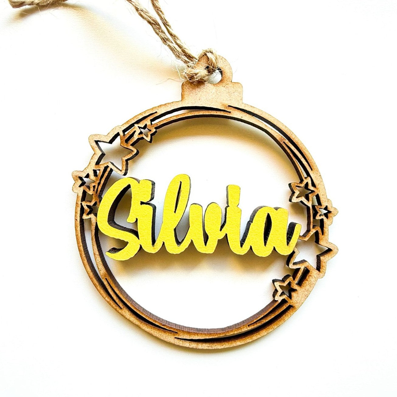 BOLA ESTRELLITAS MADERA NOMBRE COLORES