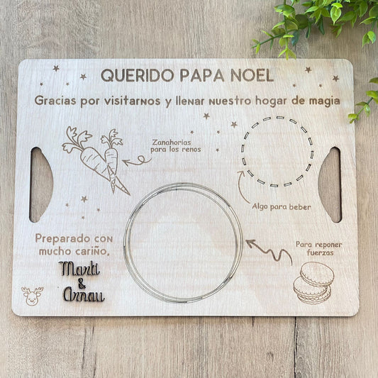 BANDEJA MADERA PAPÁ NOEL PERSONALIZADA