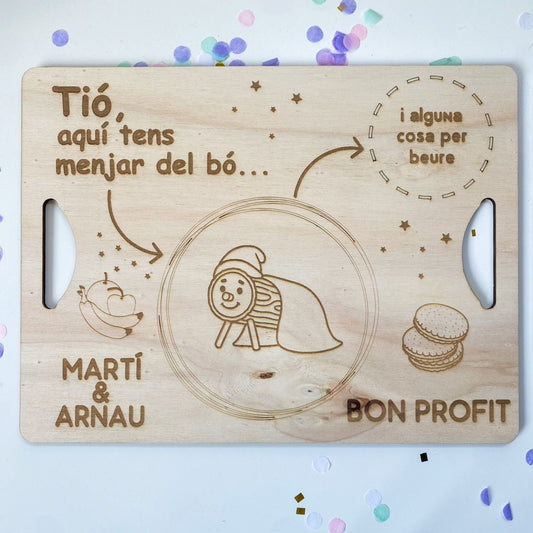 BANDEJA MADERA CAGA TIÓ PERSONALIZADA