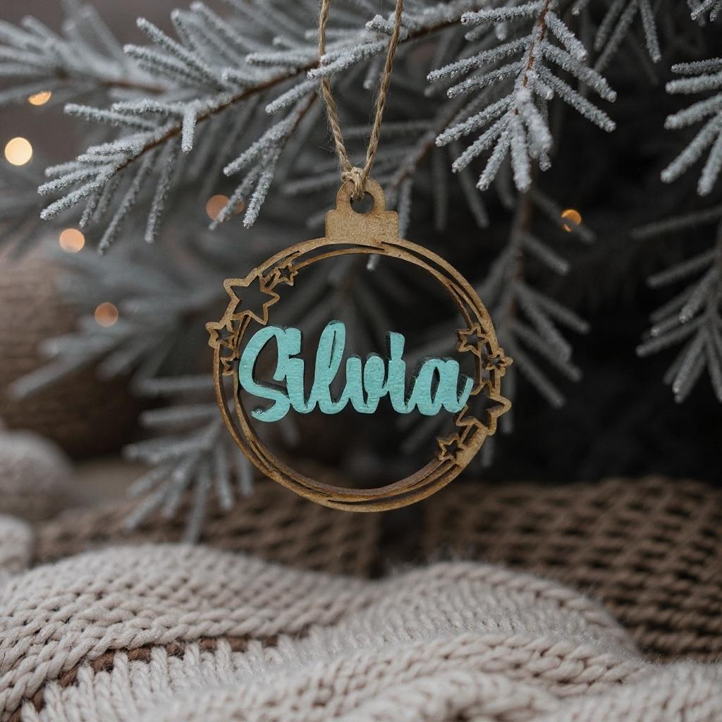 BOLA ESTRELLITAS MADERA NOMBRE COLORES